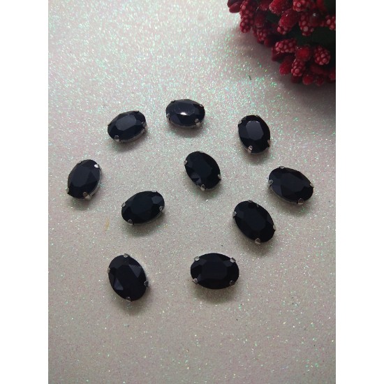 Стразы в цапах "Овал" цв. черный, цена за 1 шт